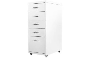METAL DRAWER WITH 5 DRAWERS AND WHEELS WHITE